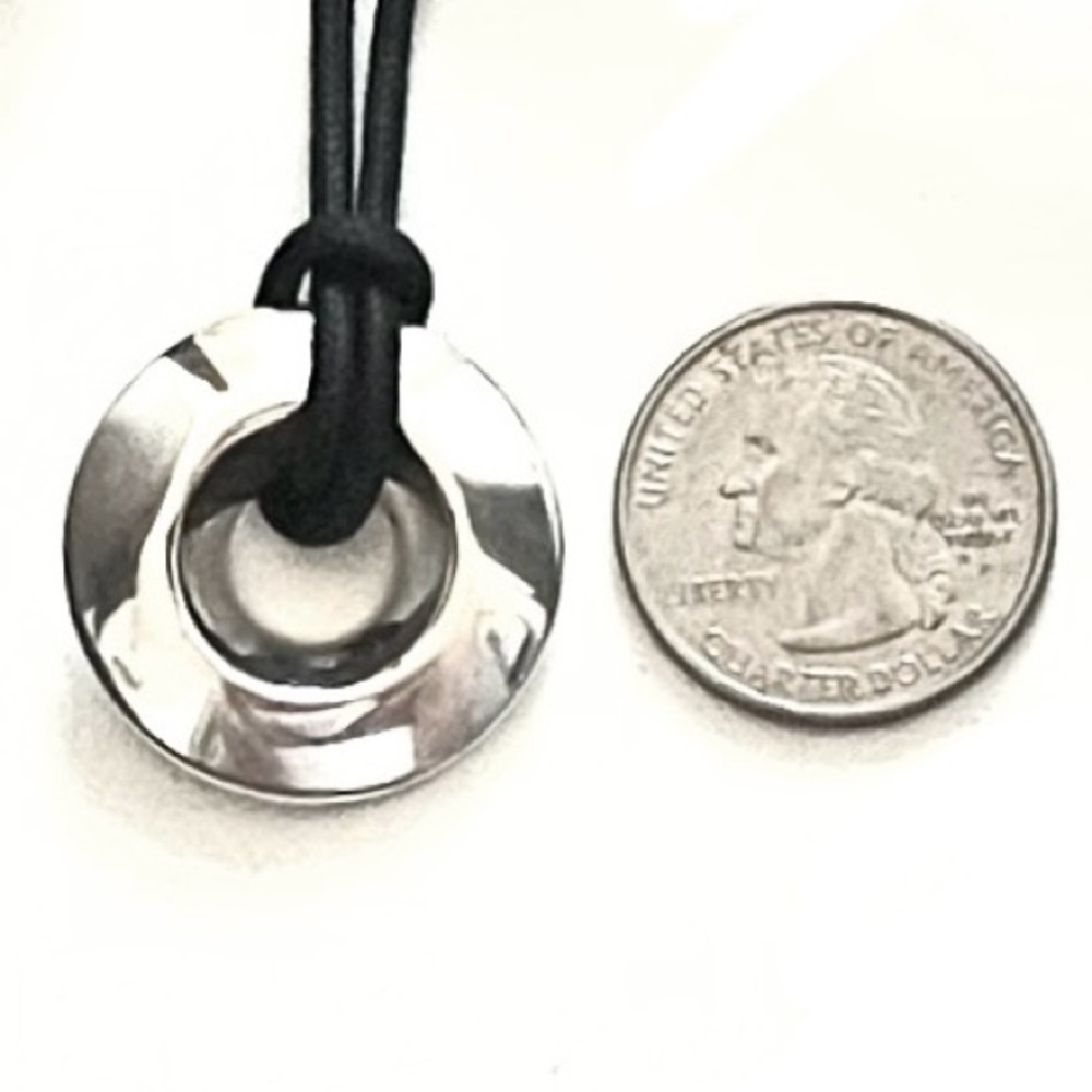 Christofle (925) Circle Pendant W/ Silk Cord! - image 8